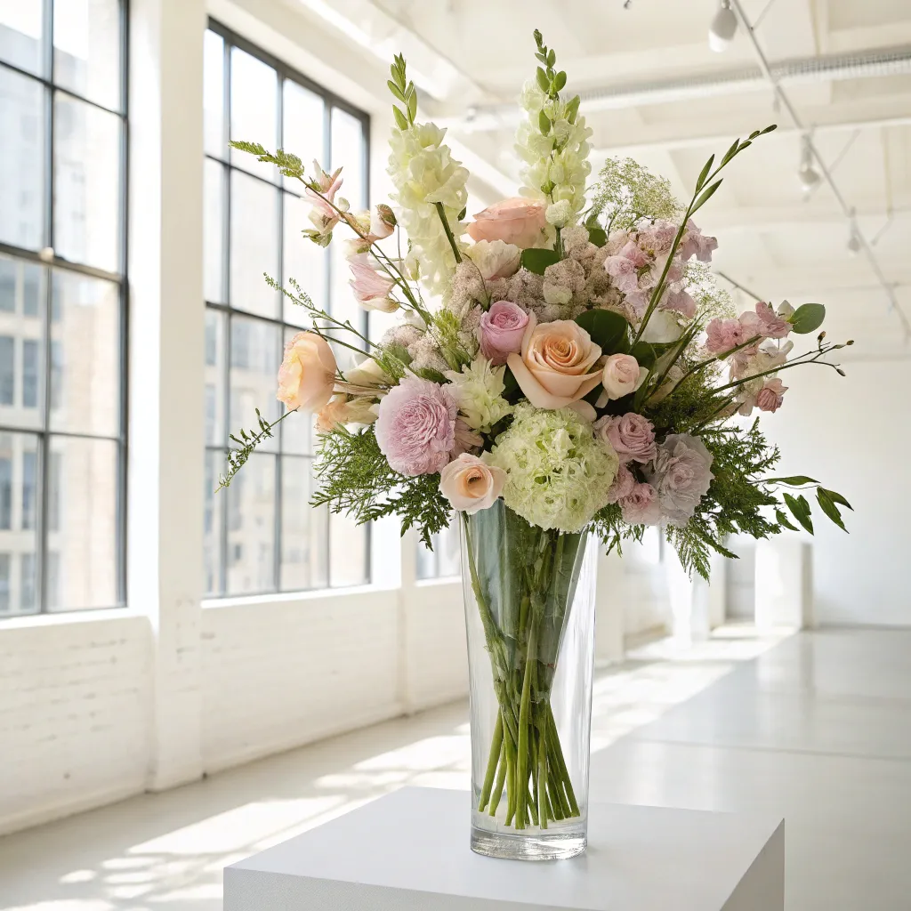 Elegant floral arrangement in a modern studio